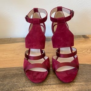 Nine West red heels with silver heel